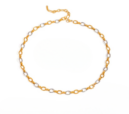 Oval Two Link Two Tone Necklace