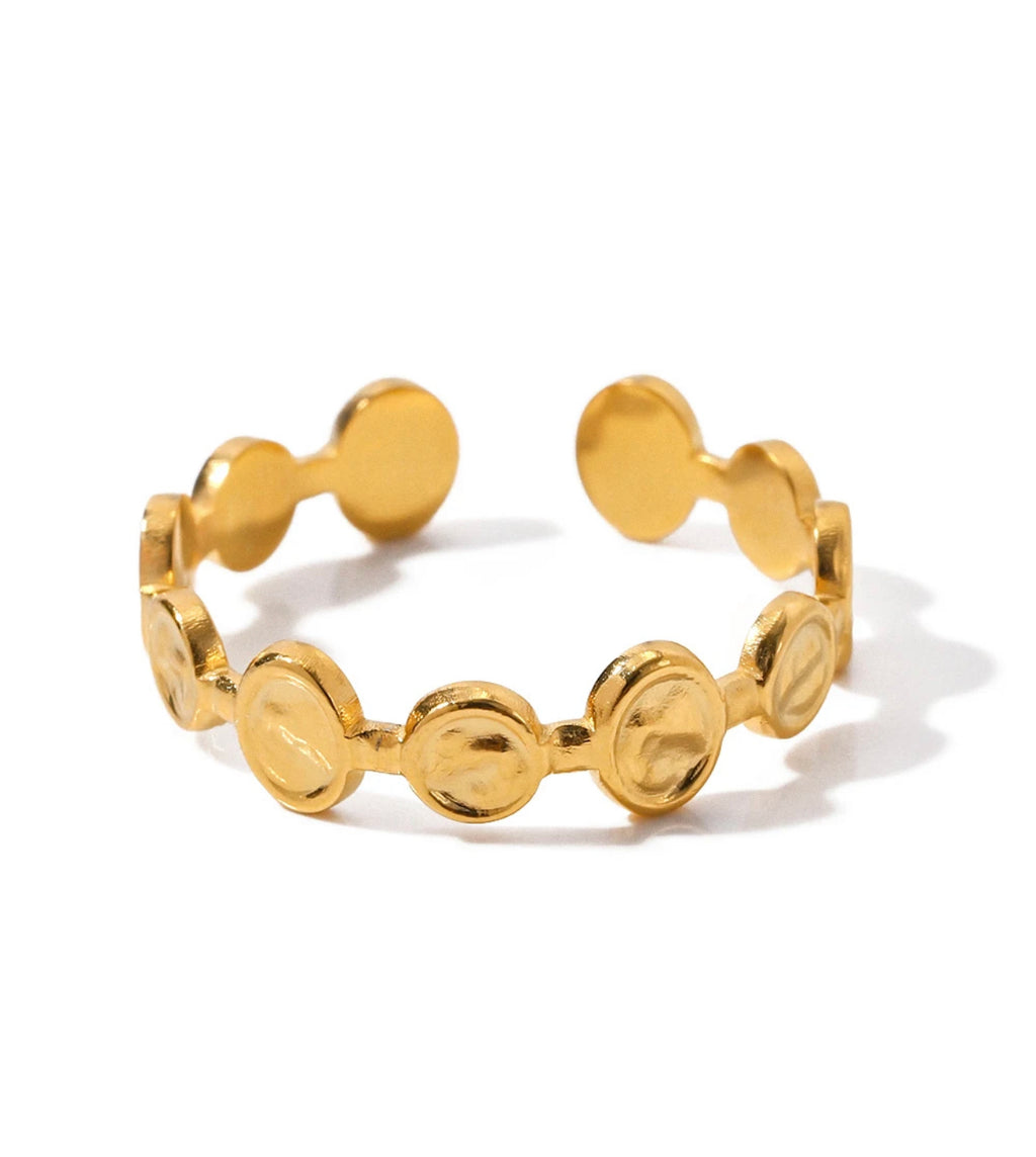 Textured Disc Gold Ring