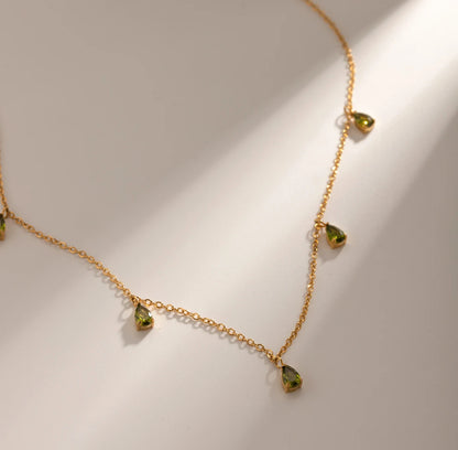 Green Pear Gold Necklace