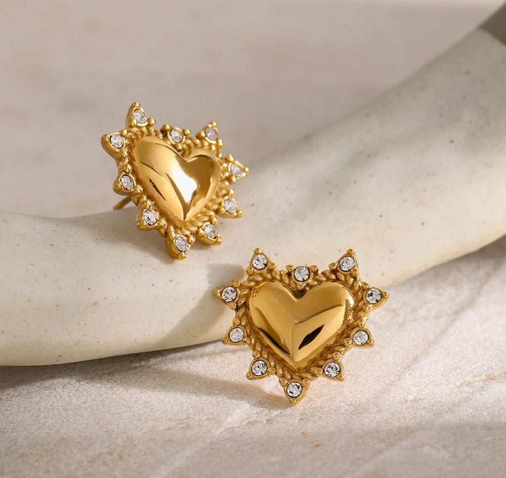 Love Hurts Gold Studs