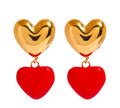 Gold & Red Heart Studs