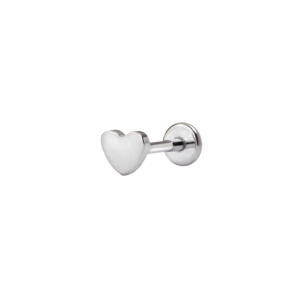 Small Heart Silver Solo Stud