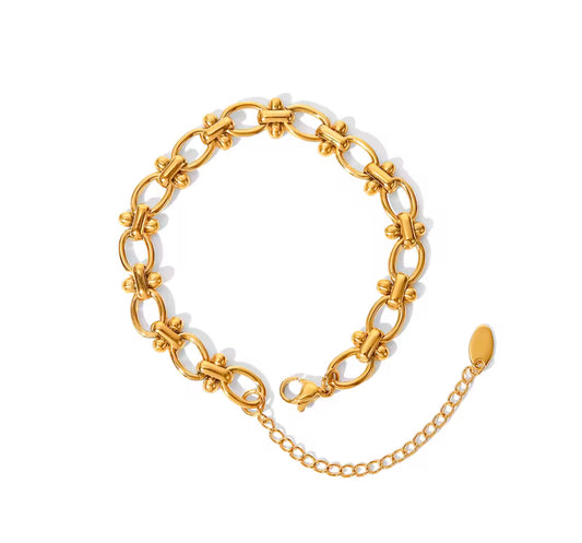 Oval Two Link Gold Bracelet