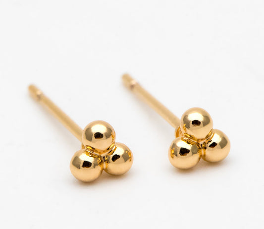 Three bead Gold Studs