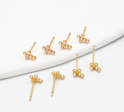 Dainty Pearl Cross Studs