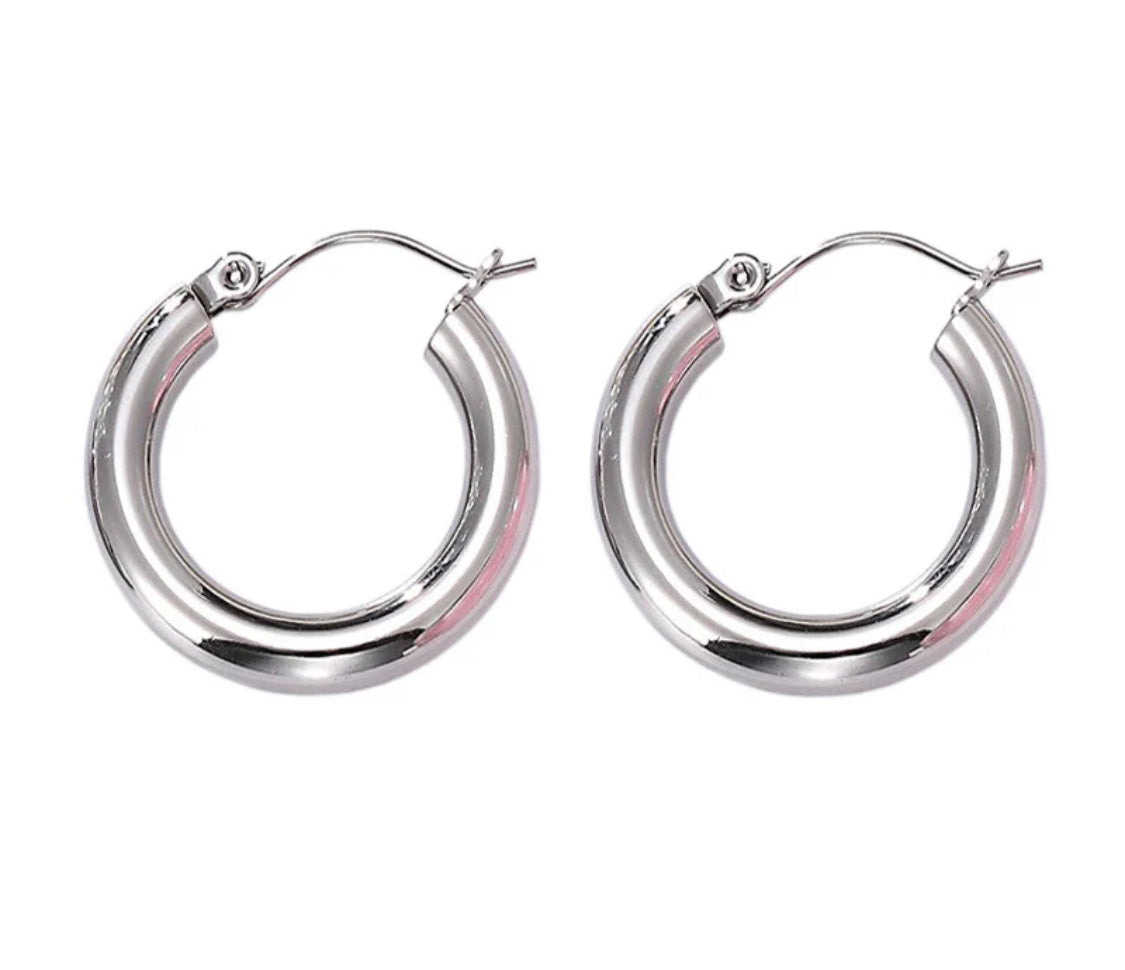 Silver Classic Clasp Hoops