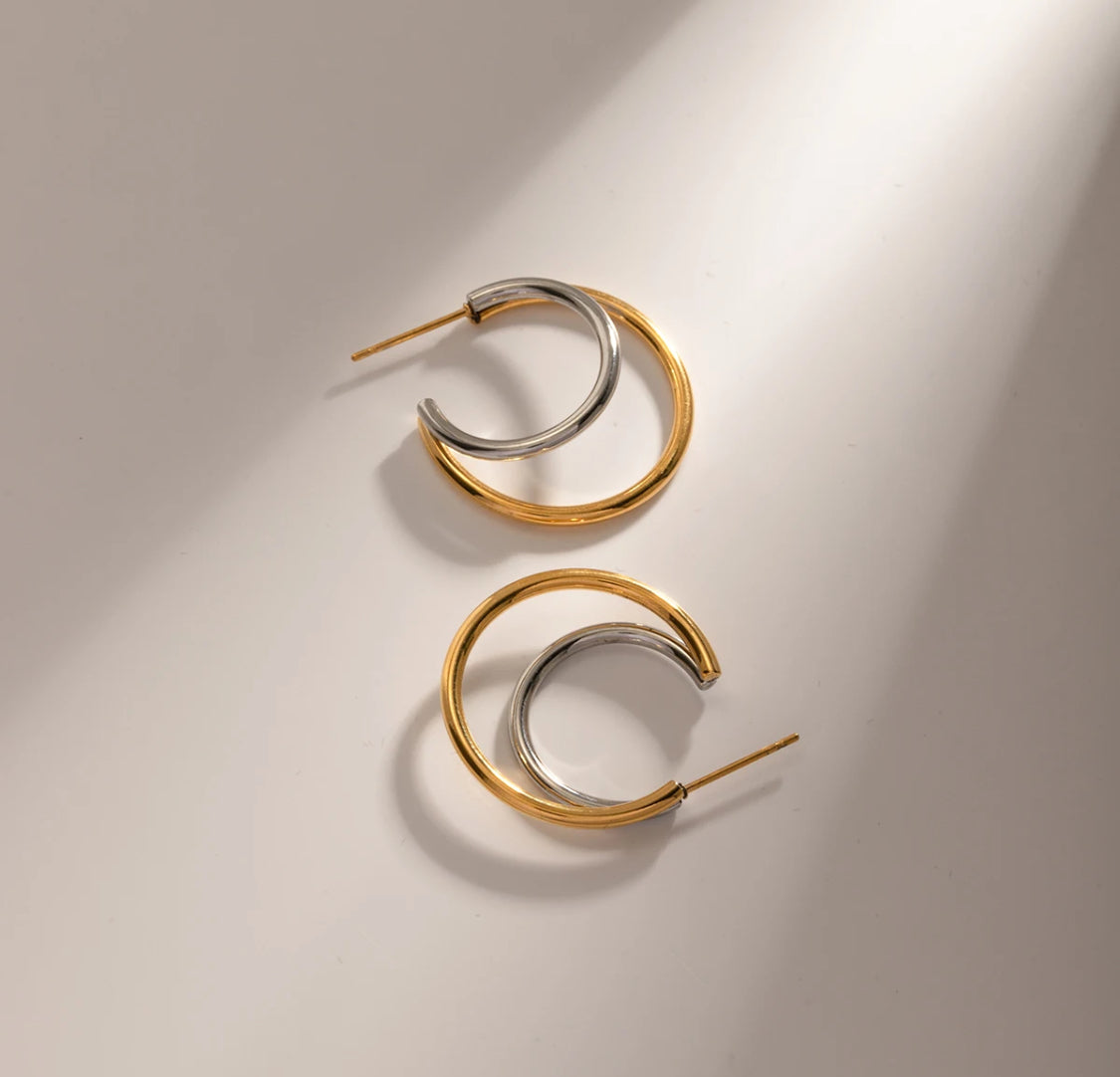 Double Mixed Metal Hoops