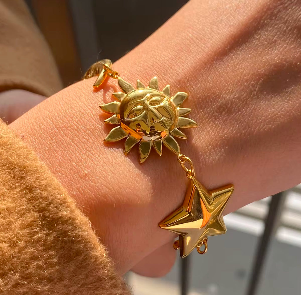 Sun Moon Stars Gold Bracelet