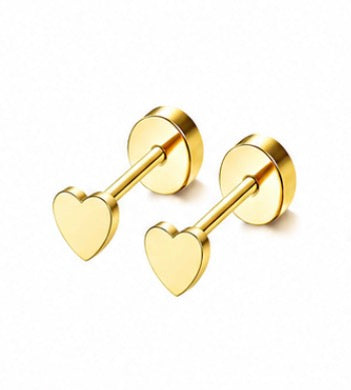 Gold Heart Duo Studs