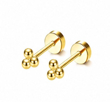 Gold Trio Beaded Duo Studs