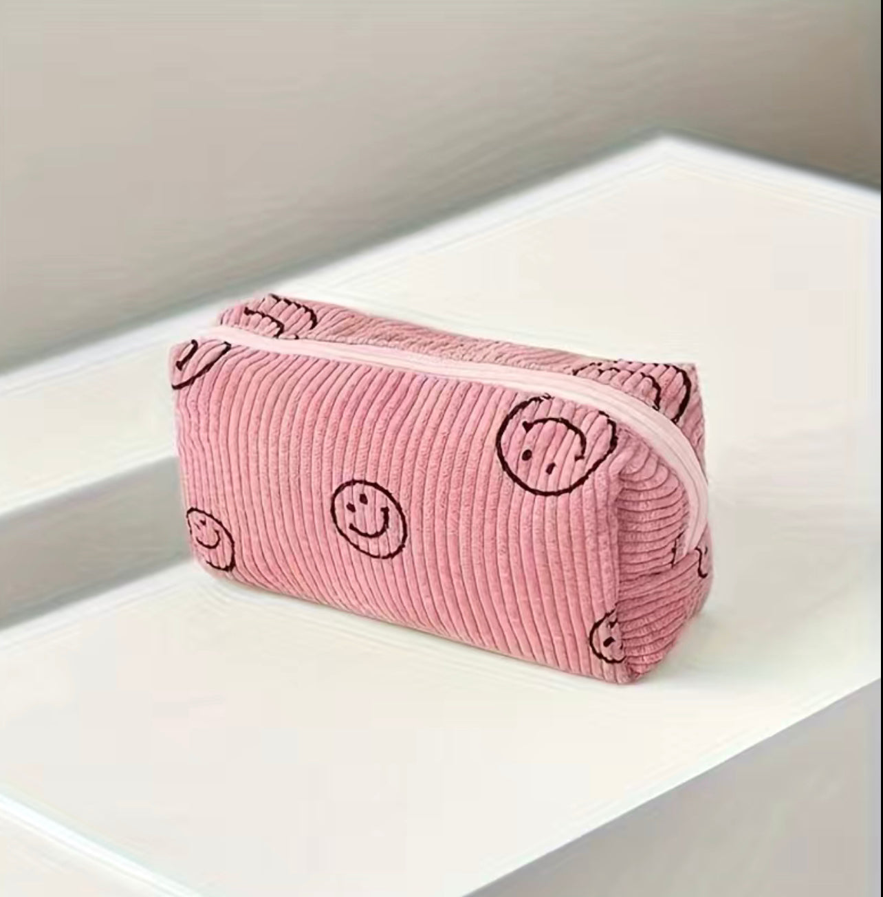Pink Smiley Vintage Cosmetic Bag