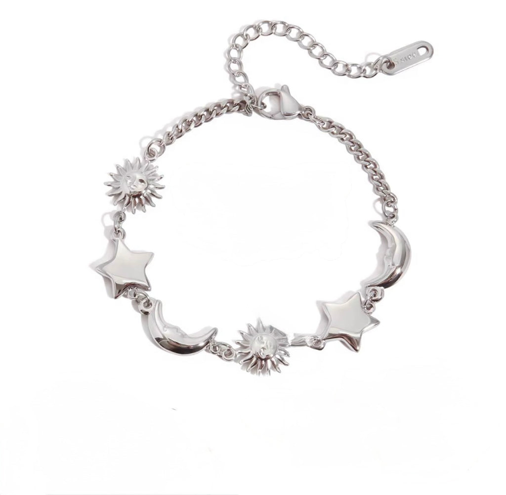 Sun Moon Stars Gold Bracelet