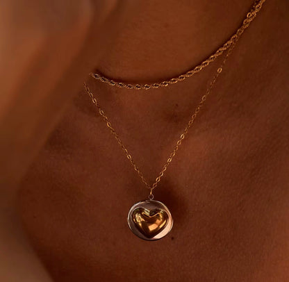 Two Toned Heart Shield Pendant