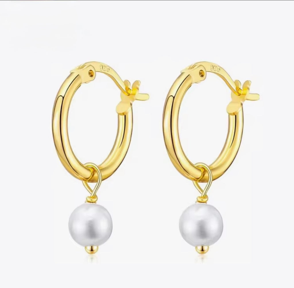 Pearl Drop Hoops
