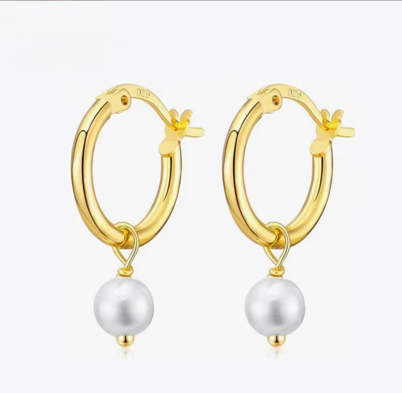 Pearl Drop Hoops