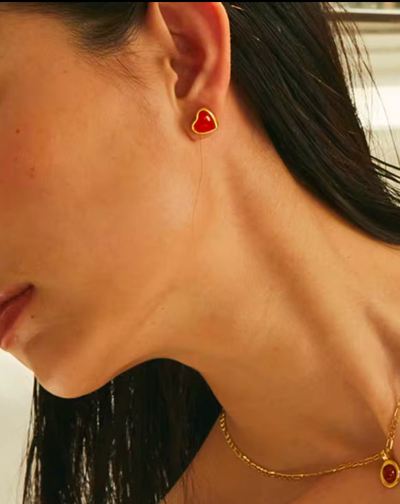 Red Heart Small Studs
