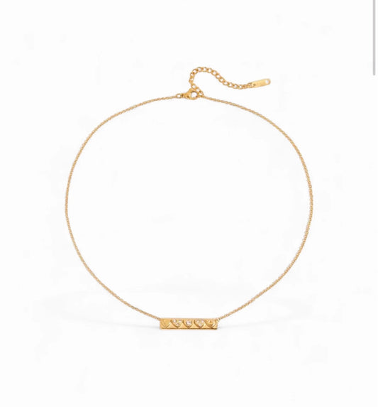 Heart Row Pendant Gold  Chain