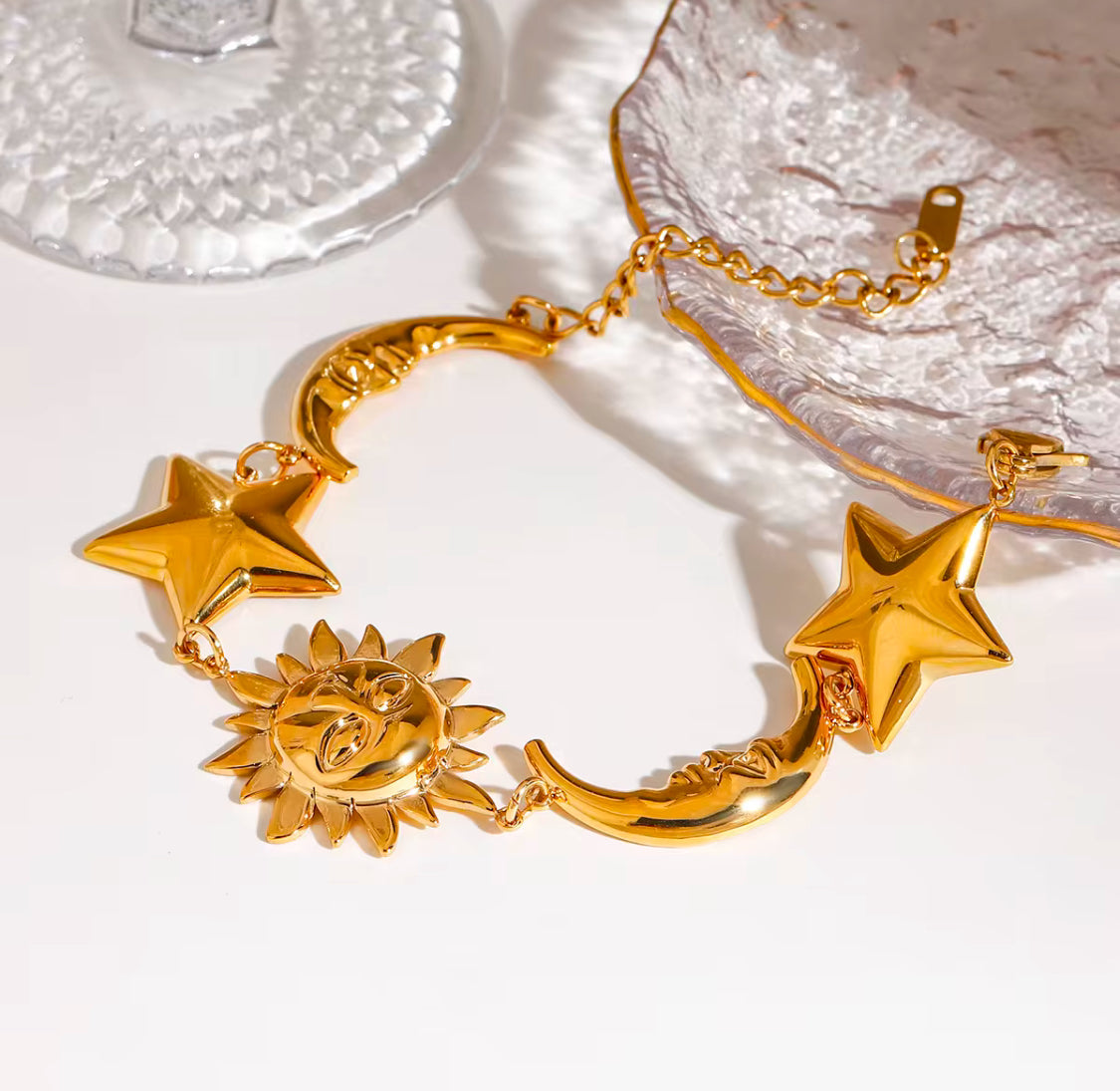 Sun Moon Stars Gold Bracelet