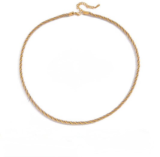 Mixed Metal Twist Chain Necklace