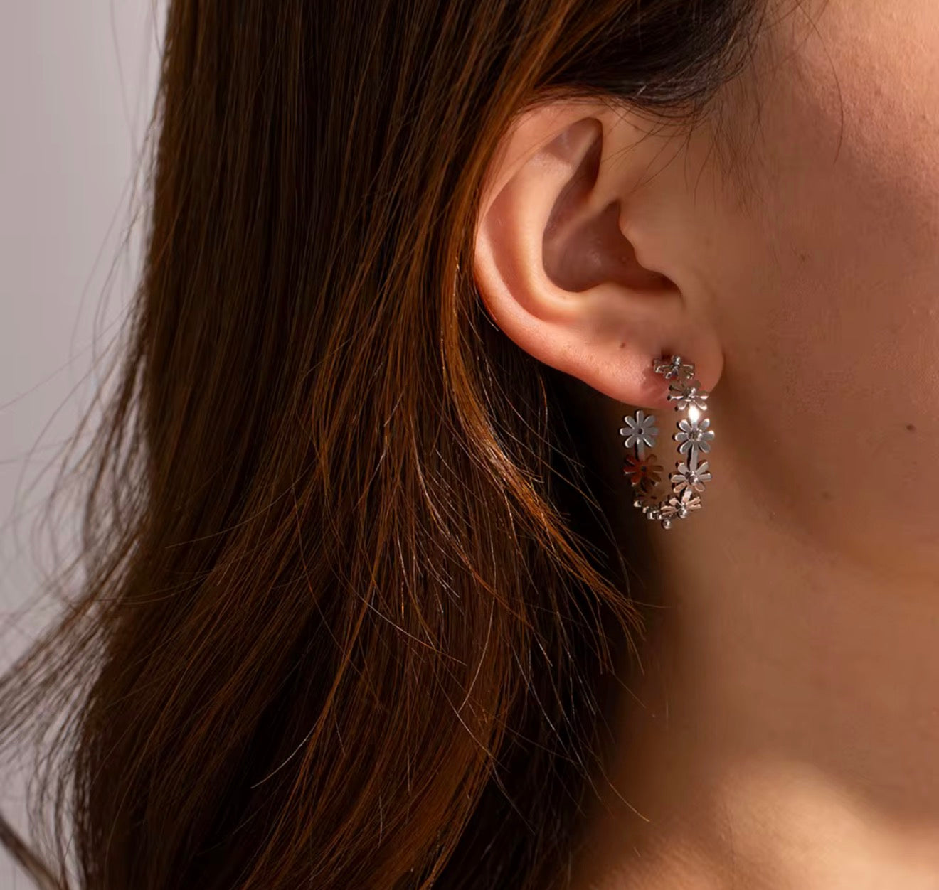 Metal Flower Hoops