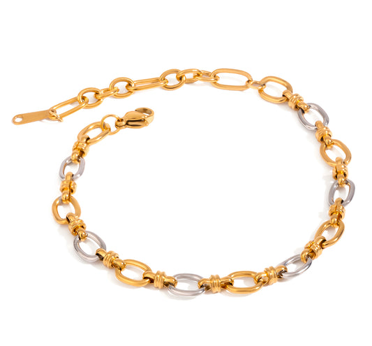 Oval Two Link Two Tone Bracelet