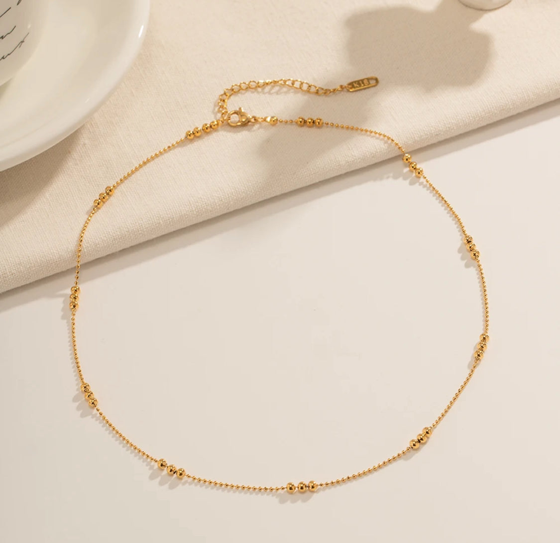 Tri-Beaded Gold Chain