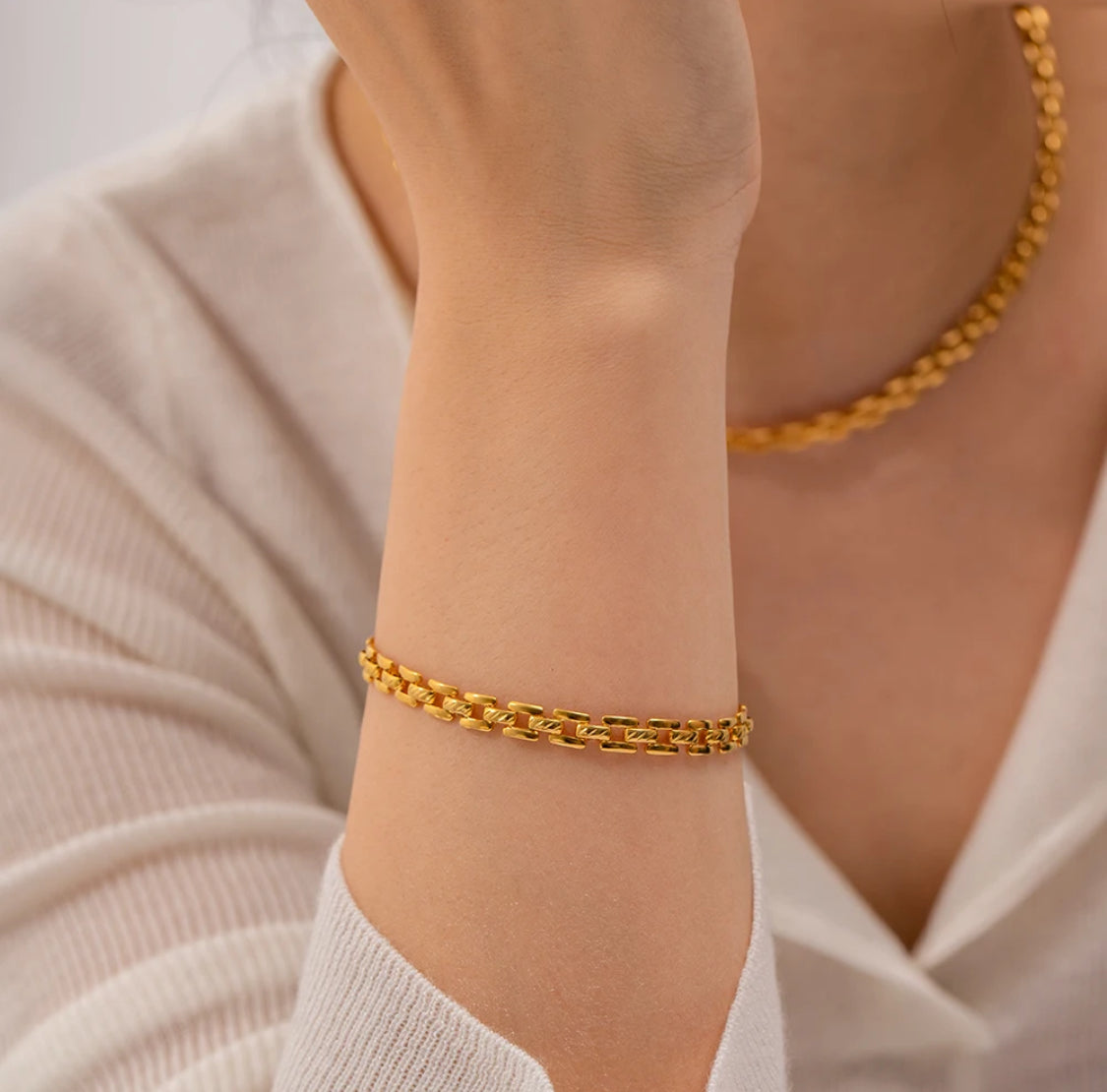 Square Link Gold Bracelet