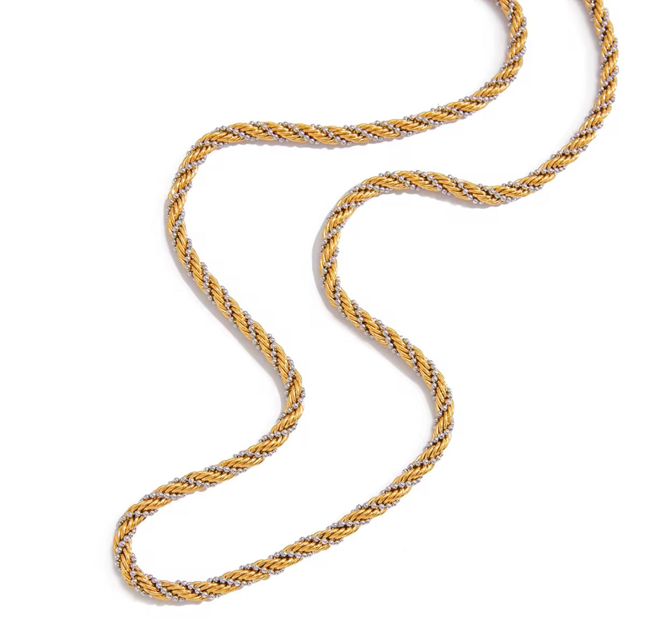Mixed Metal Twist Chain Necklace