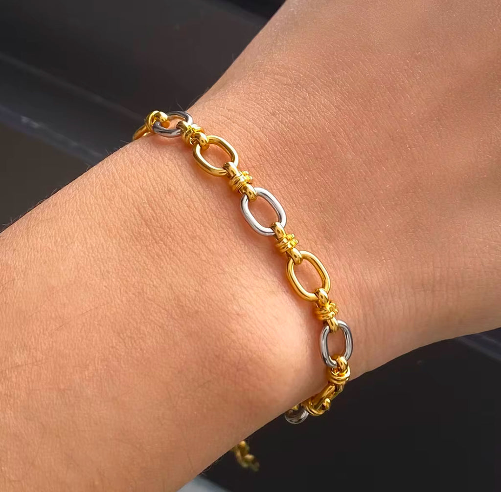 Two Link Two Tone Bracelet