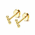 Gold Beaded Bar Duo Studs