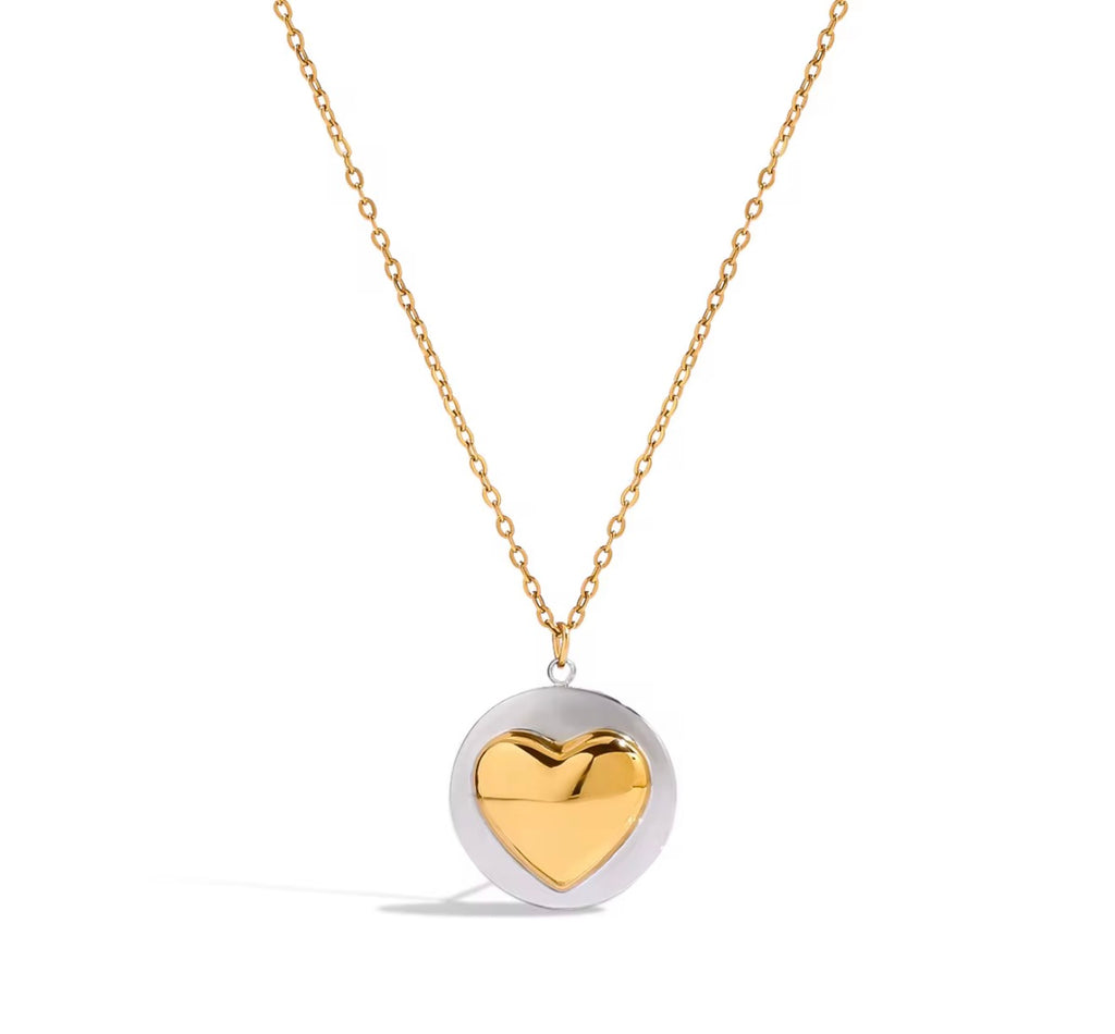 Two Toned Heart Shield Pendant