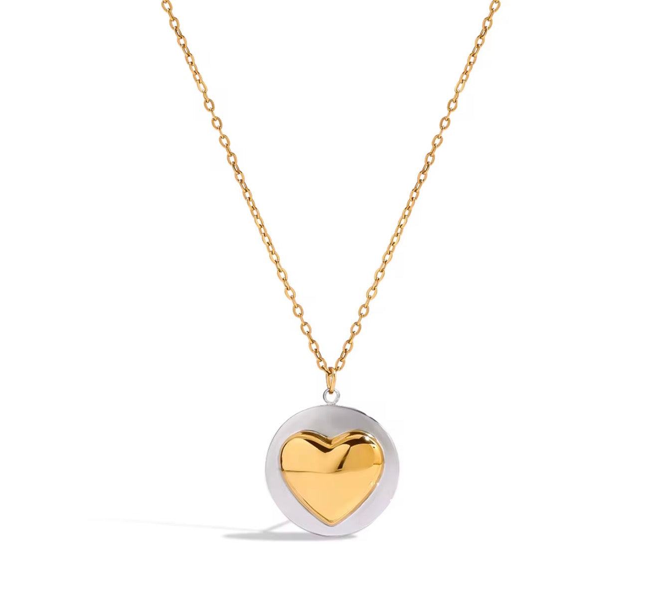 Two Toned Heart Shield Pendant