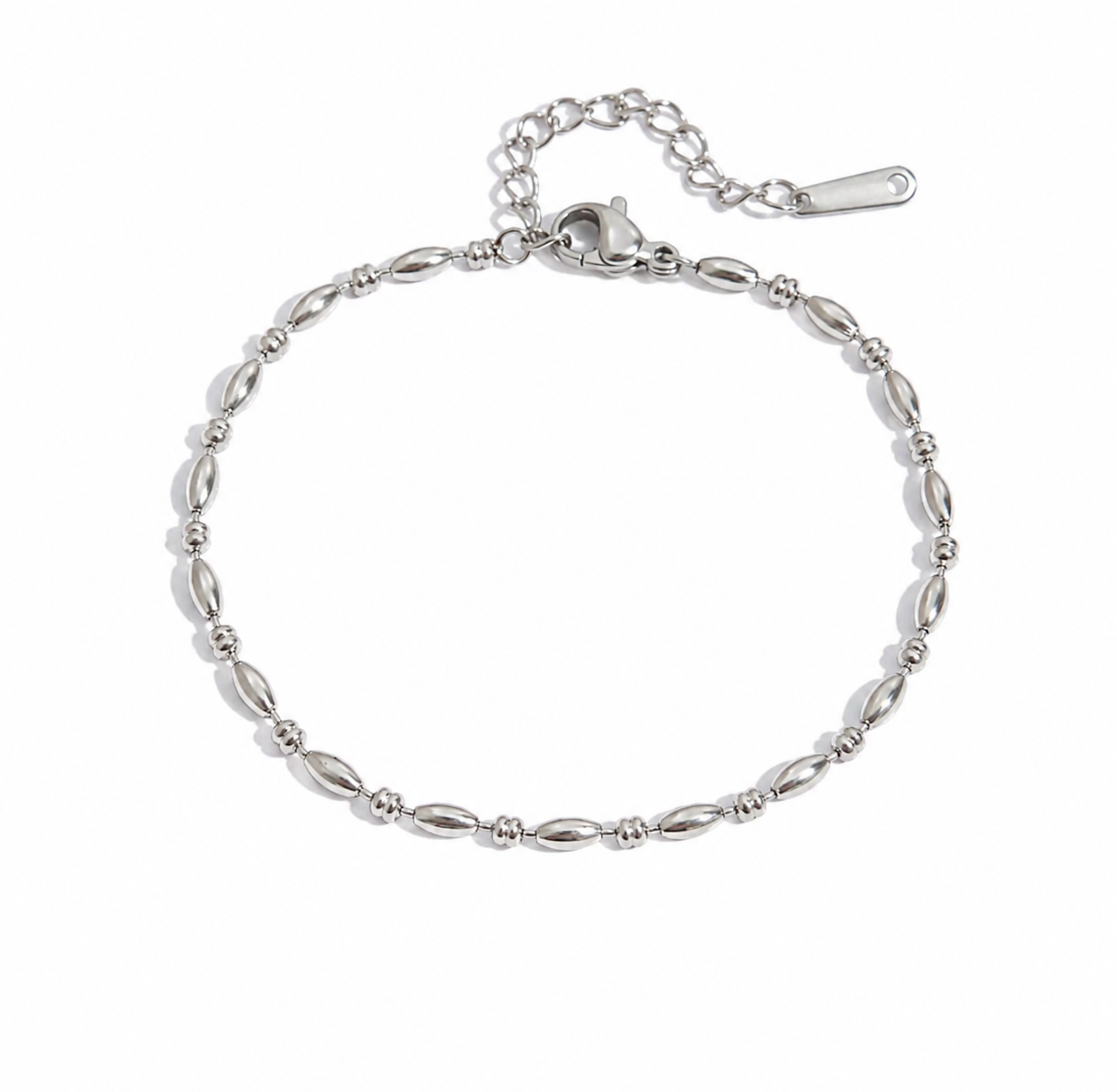 Two Beaded Silver Bracelet