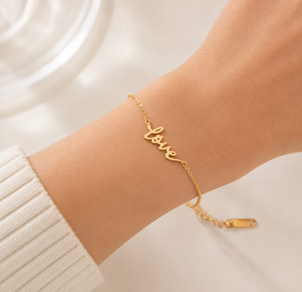 Love Plate Gold Bracelet