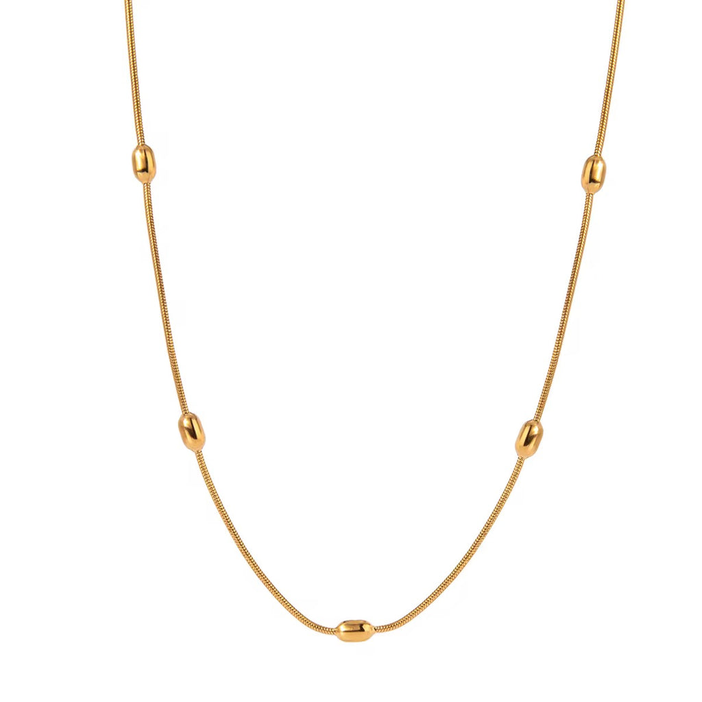 Gold Oval Beaded Necklace