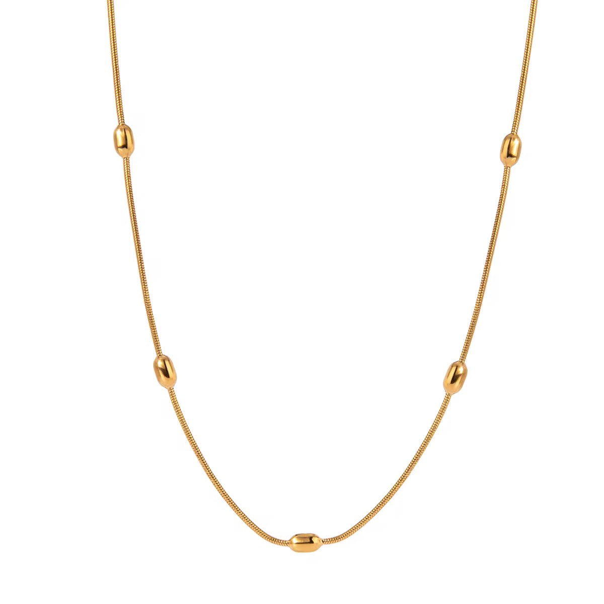 Gold Oval Beaded Necklace