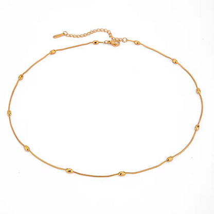 Gold Oval Beaded Necklace