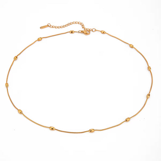 Gold Oval Beaded Necklace