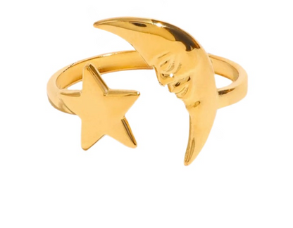 Stars and Moon Gold Ring