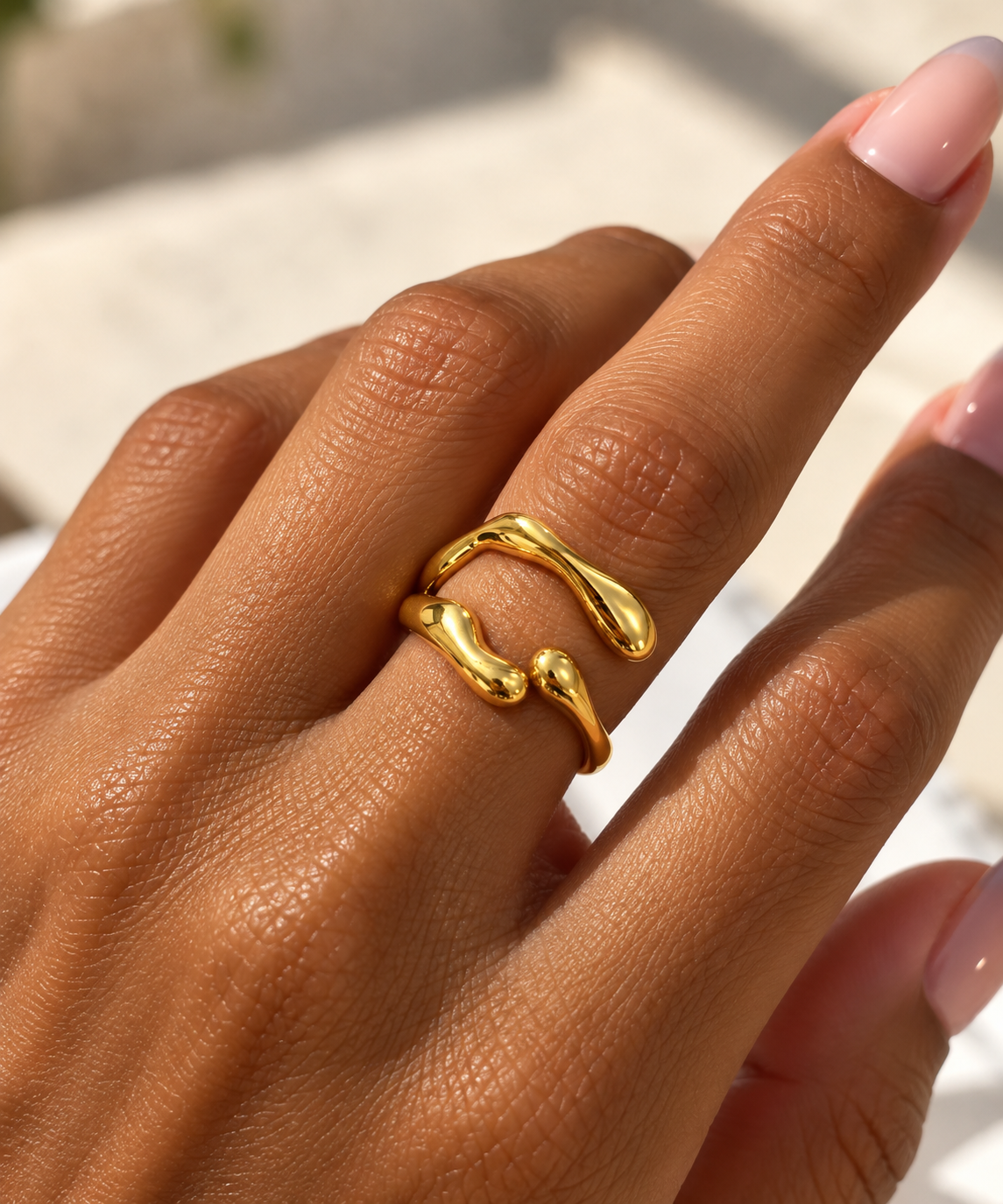 Organic Square Gold Ring