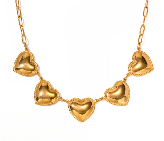 Large Hearts Gold Necklace