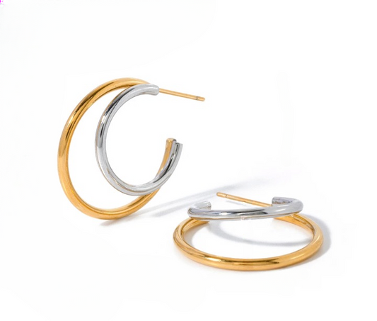 Double Mixed Metal Hoops