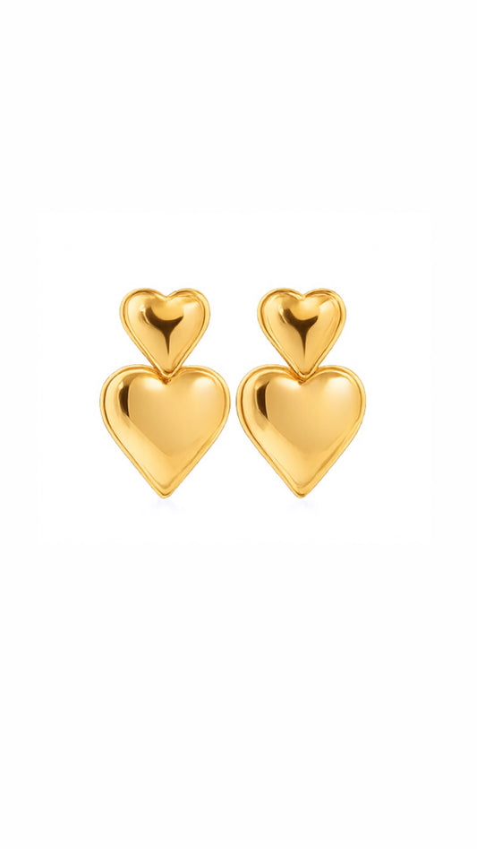 Gold Double Love Studs