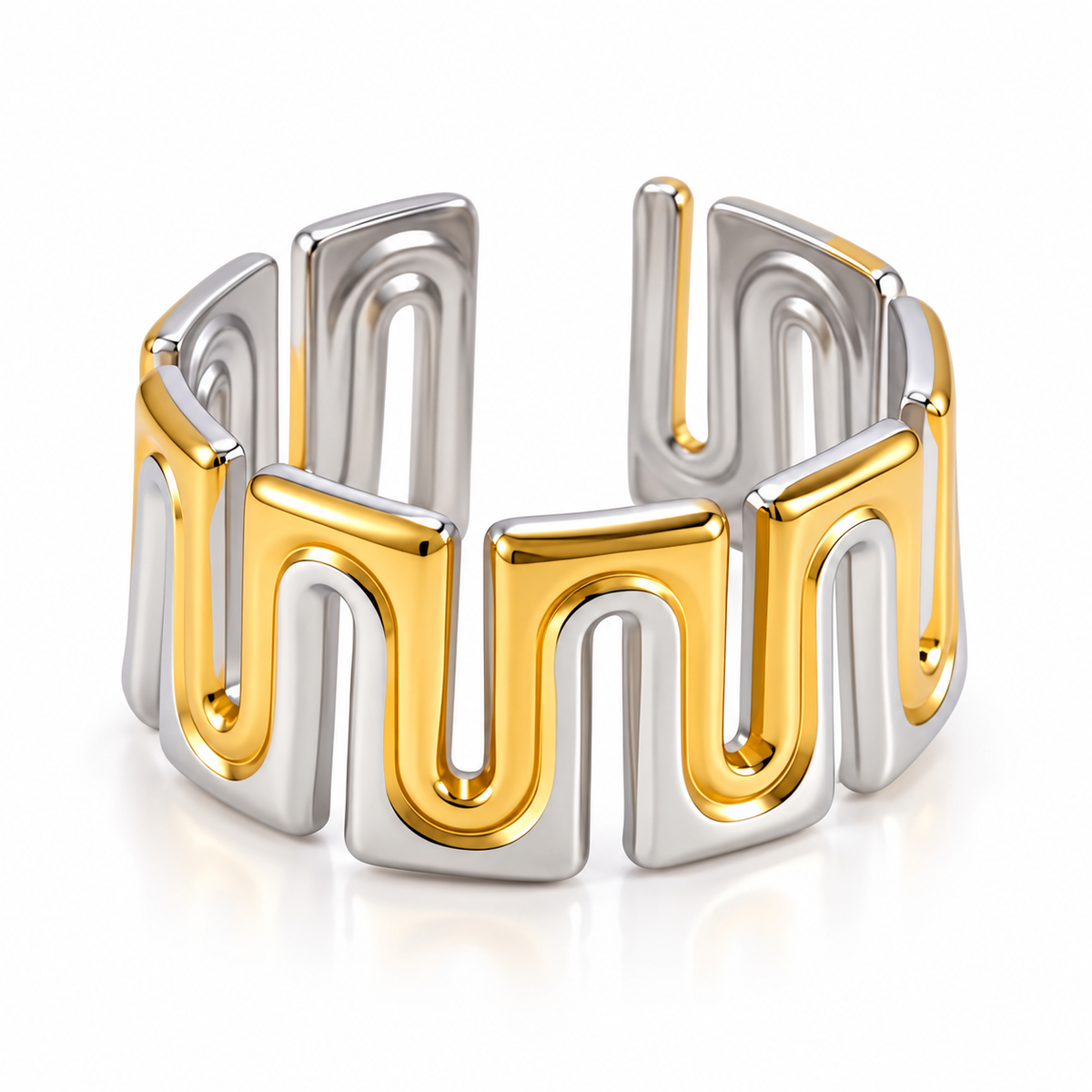 Geometric Wave Mixed Metal Ring