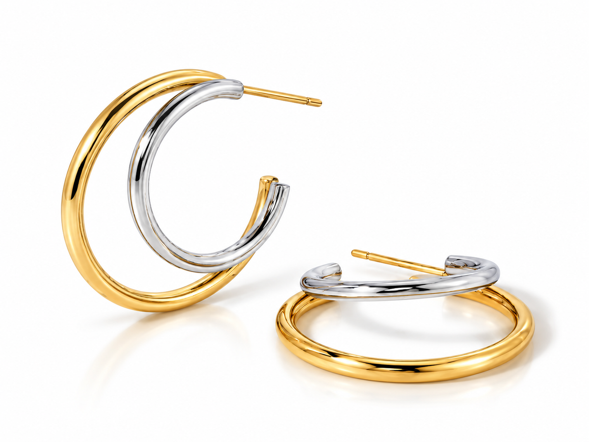 Double Mixed Metal Hoops