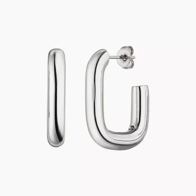 Silver Chunky J Hoops