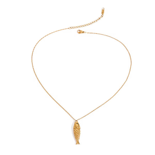 Golden Fish Pendant Necklace