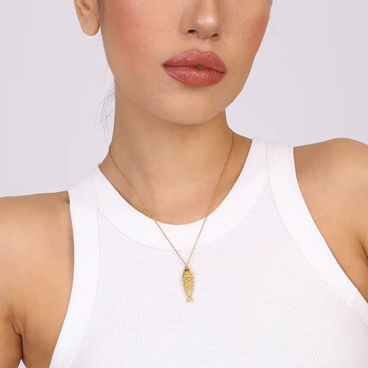 Golden Fish Pendant Necklace