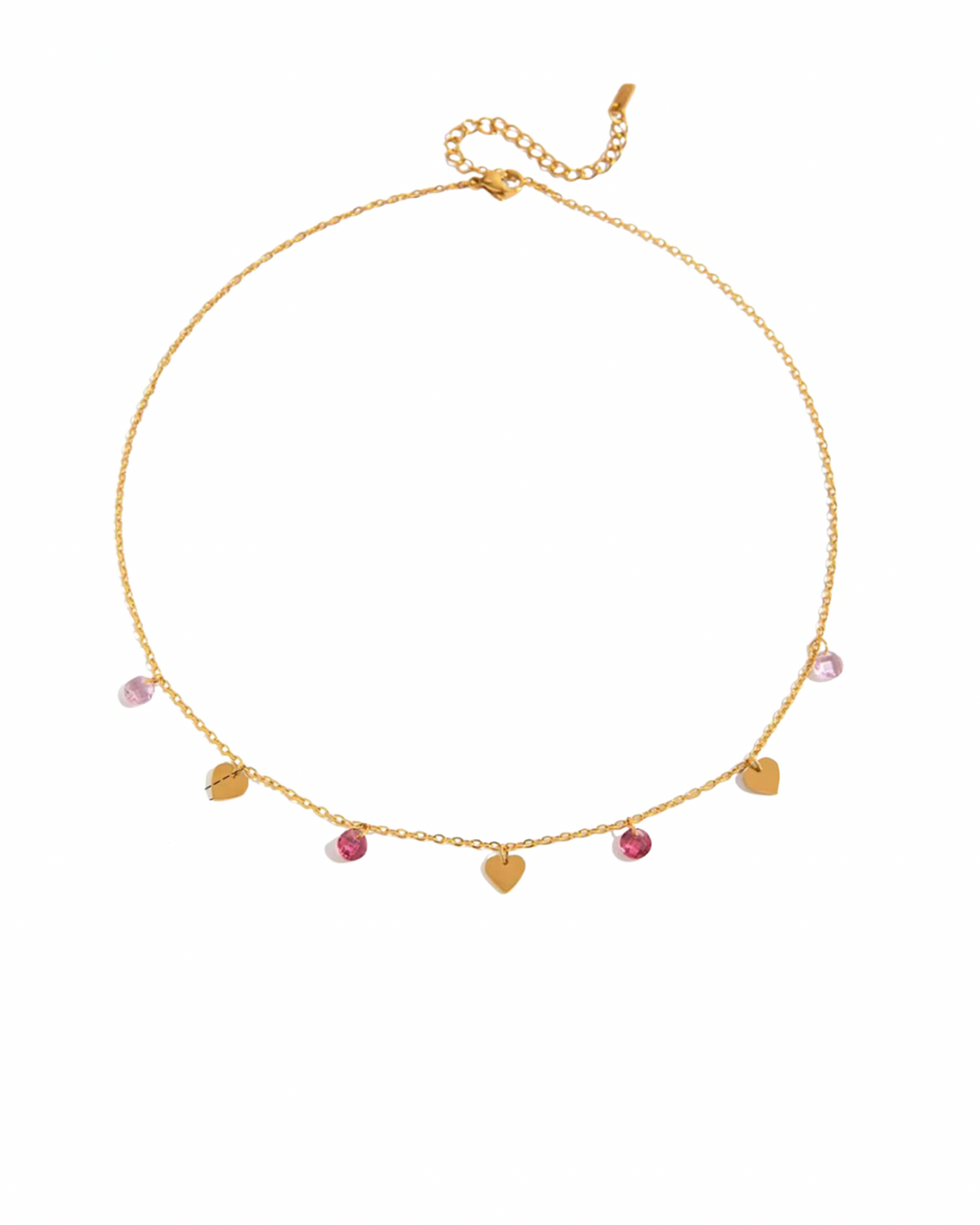 Pink Charmed Heart Necklace