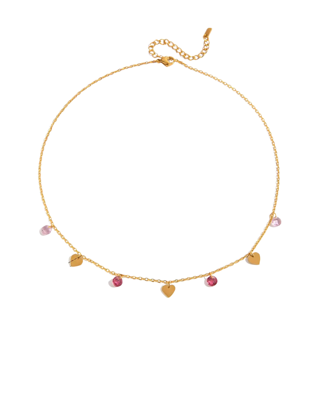Pink Charmed Heart Necklace